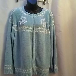 Alfred Dunnar chenile zip up snowflake sweater